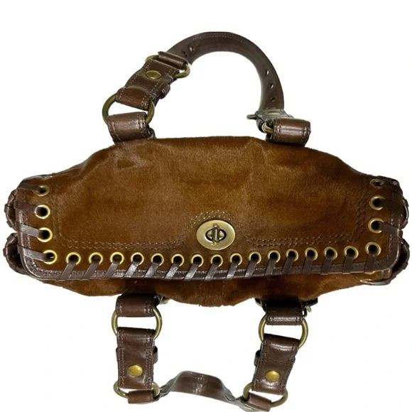 Coach Rare Limited Chelsea Abbey Calf Hair Satchel Brown Leather Laced Bag - Picture 9 of 14